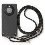 Hybrid Phone Case For Honor Magic8 Lite 5G  /  X9d 5G  /  X70 5G Carbon Fiber Texture Back Cover with Adjustable Strap