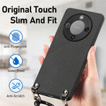 Hybrid Phone Case For Honor Magic8 Lite 5G  /  X9d 5G  /  X70 5G Carbon Fiber Texture Back Cover with Adjustable Strap