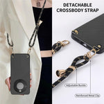Hybrid Phone Case For Honor Magic8 Lite 5G  /  X9d 5G  /  X70 5G Carbon Fiber Texture Back Cover with Adjustable Strap