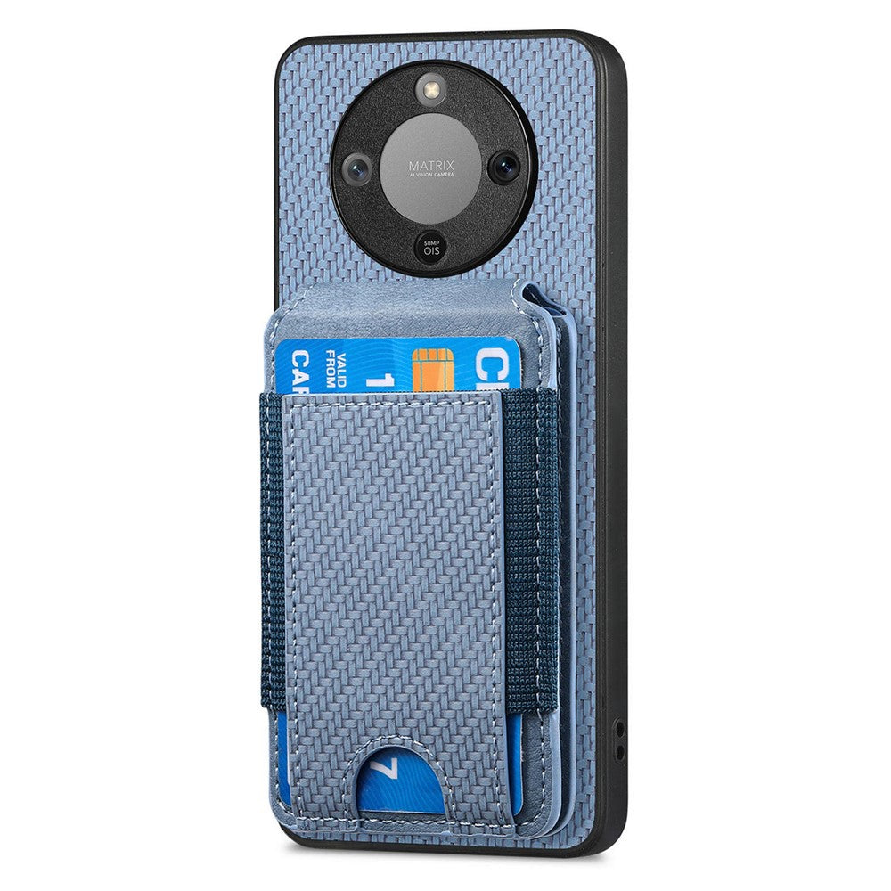 Phone Case For Honor Magic8 Lite 5G  /  X9d 5G  /  X70 5G Fiber Texture Flip Card Holder Kickstand Leather Back Cover