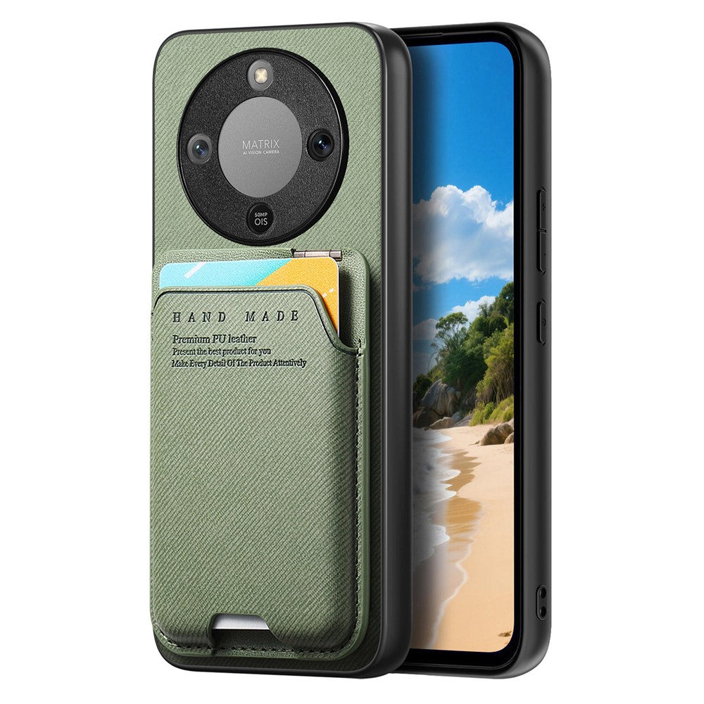Phone Case For Honor Magic8 Lite 5G  /  X9d 5G  /  X70 5G Cloth Texture Leather + PC + TPU Cover with Card Holder Kickstand