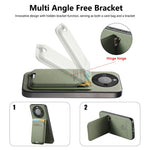 Phone Case For Honor Magic8 Lite 5G  /  X9d 5G  /  X70 5G Cloth Texture Leather + PC + TPU Cover with Card Holder Kickstand