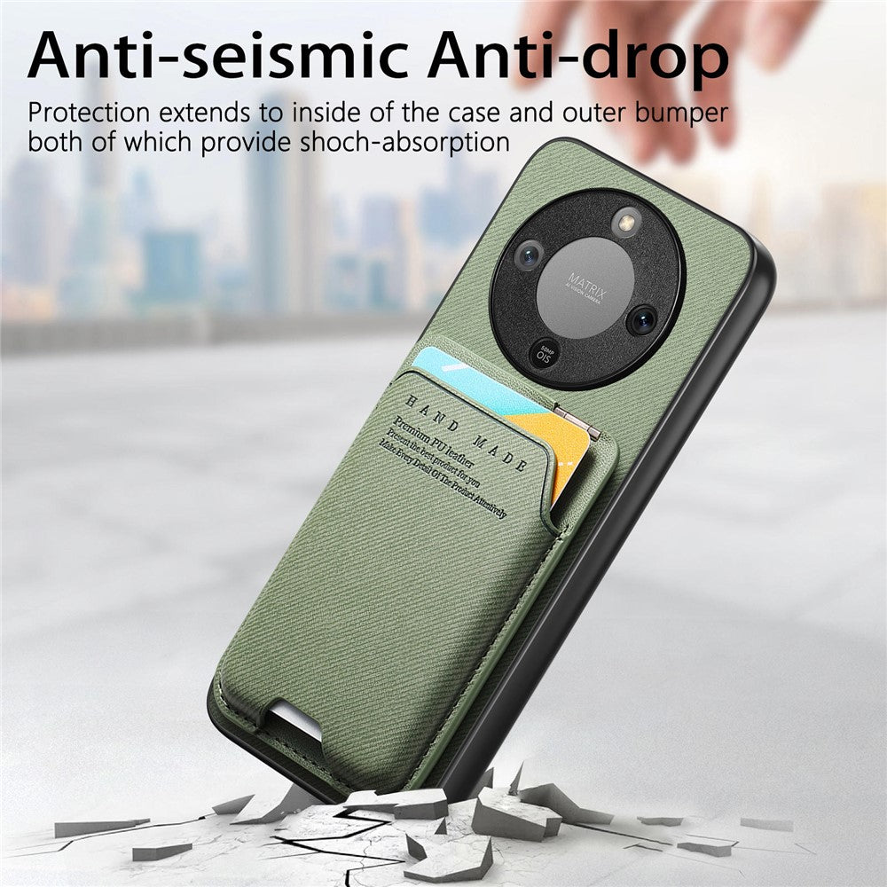 Phone Case For Honor Magic8 Lite 5G  /  X9d 5G  /  X70 5G Cloth Texture Leather + PC + TPU Cover with Card Holder Kickstand