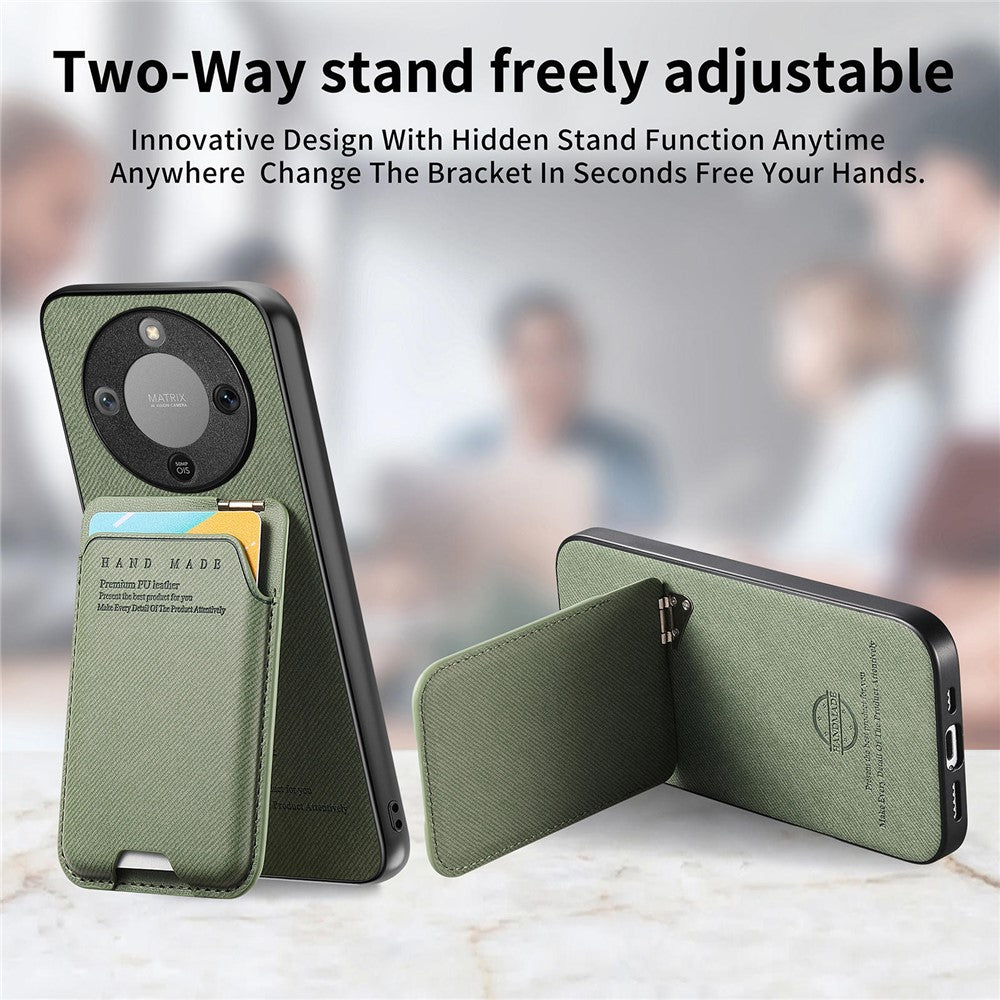 Phone Case For Honor Magic8 Lite 5G  /  X9d 5G  /  X70 5G Cloth Texture Leather + PC + TPU Cover with Card Holder Kickstand