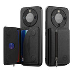Phone Case For Honor Magic8 Lite 5G  /  X9d 5G  /  X70 5G Zipper Card Holder Kickstand Jeans Cloth Texture Leather Back Cover