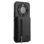 Phone Case For Honor Magic8 Lite 5G  /  X9d 5G  /  X70 5G Zipper Card Holder Kickstand Jeans Cloth Texture Leather Back Cover