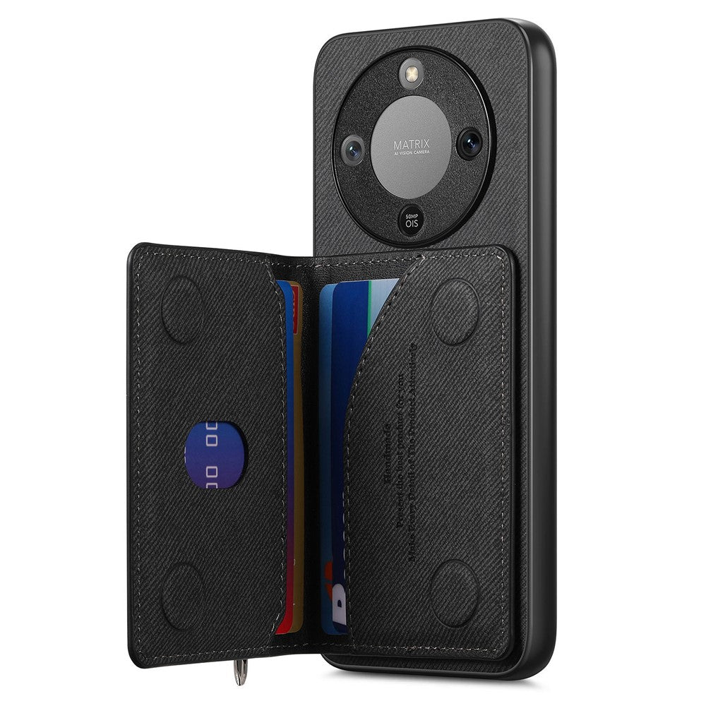 Phone Case For Honor Magic8 Lite 5G  /  X9d 5G  /  X70 5G Zipper Card Holder Kickstand Jeans Cloth Texture Leather Back Cover