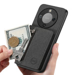 Phone Case For Honor Magic8 Lite 5G  /  X9d 5G  /  X70 5G Zipper Card Holder Kickstand Jeans Cloth Texture Leather Back Cover