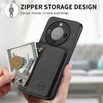 Phone Case For Honor Magic8 Lite 5G  /  X9d 5G  /  X70 5G Zipper Card Holder Kickstand Jeans Cloth Texture Leather Back Cover