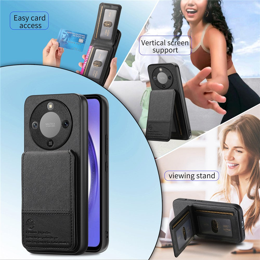 Telefoncover til Honor Magic8 Lite 5G / X9d 5G / X70 5G Stoftekstur Læder + PC + TPU Cover med RFID-blokerende kortholder