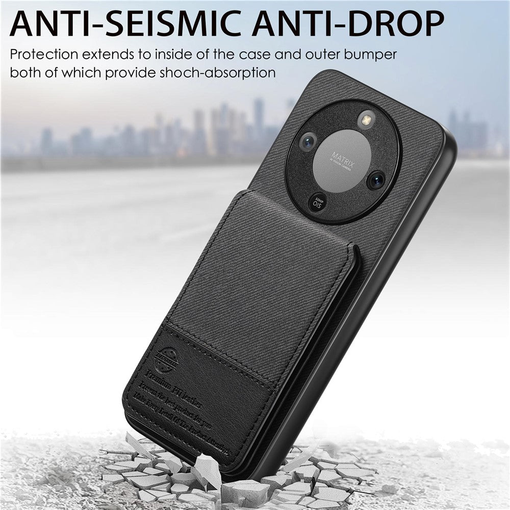 Telefoncover til Honor Magic8 Lite 5G / X9d 5G / X70 5G Stoftekstur Læder + PC + TPU Cover med RFID-blokerende kortholder