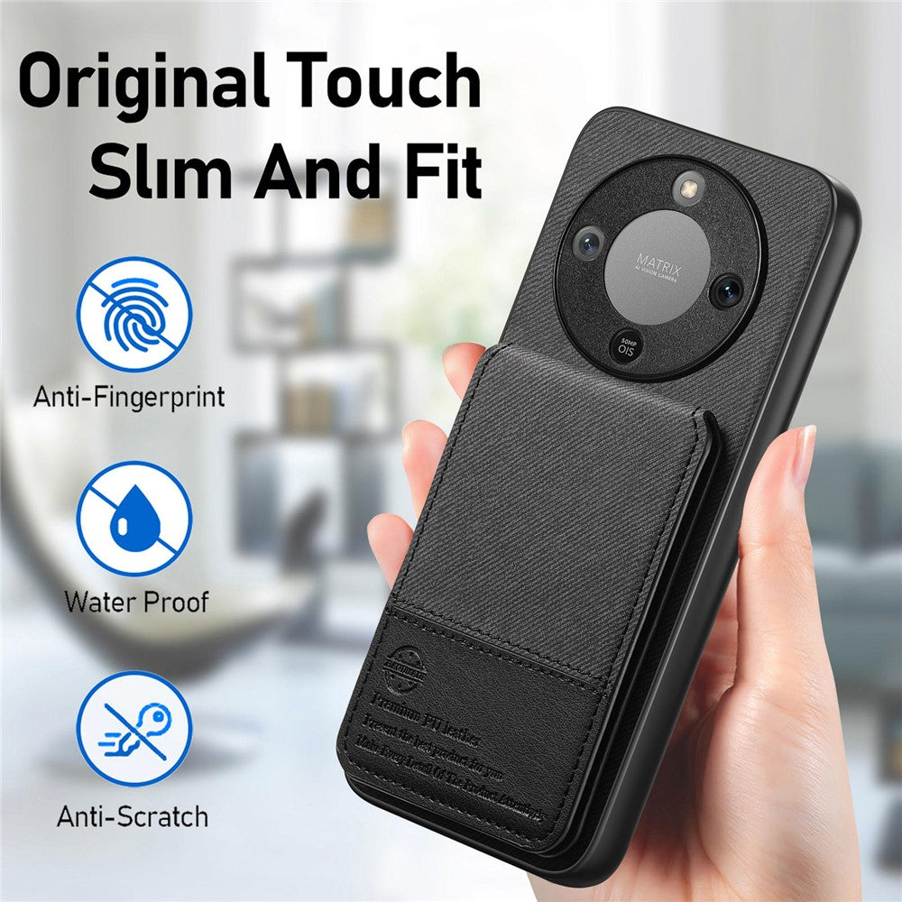 Telefoncover til Honor Magic8 Lite 5G / X9d 5G / X70 5G Stoftekstur Læder + PC + TPU Cover med RFID-blokerende kortholder