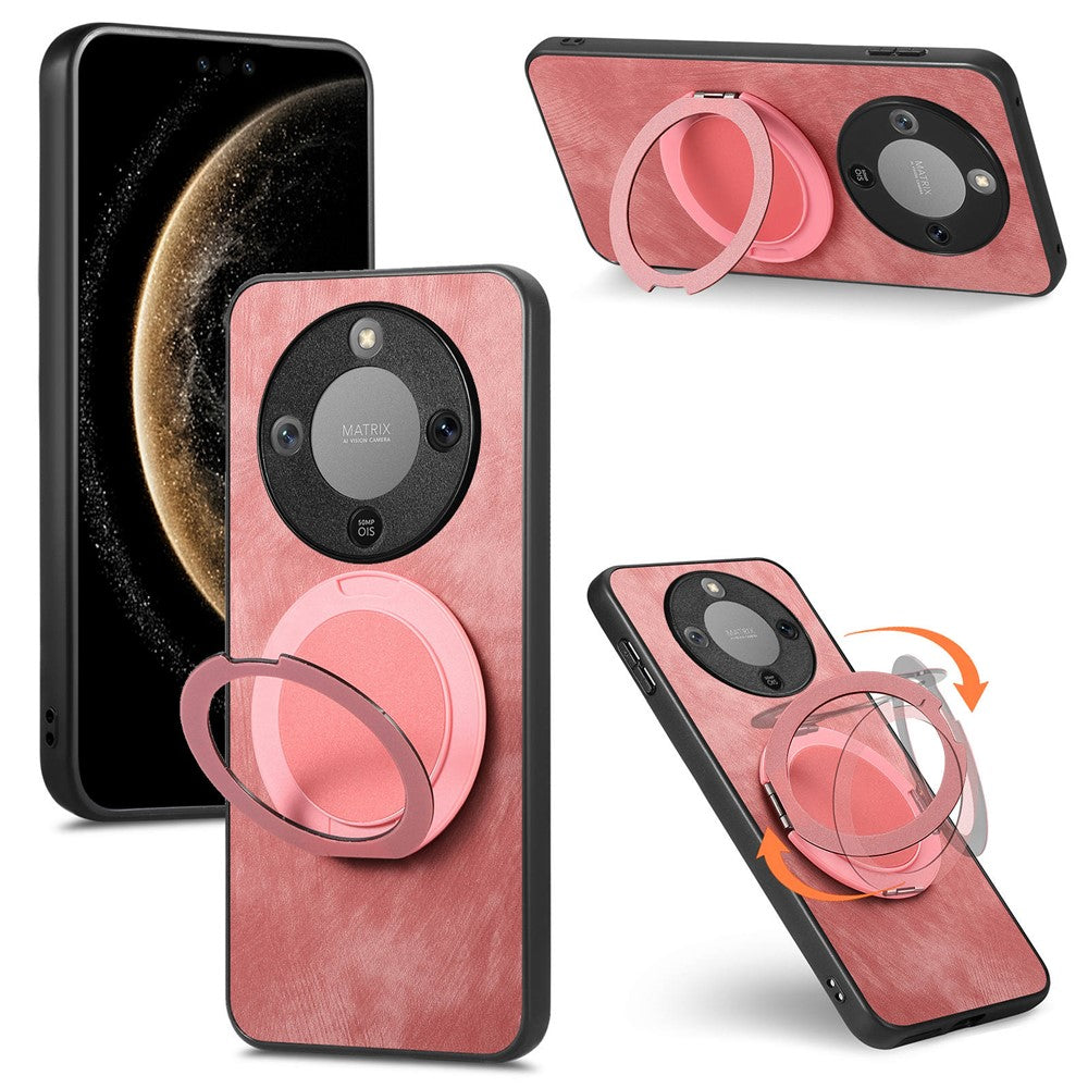 Phone Case For Honor Magic8 Lite 5G  /  X9d 5G  /  X9d 5G Stress Relief Retro Leather Back Cover with Rotating Kickstand