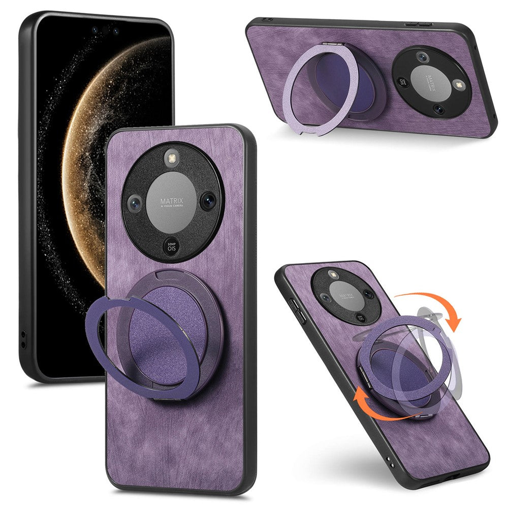 Phone Case For Honor Magic8 Lite 5G  /  X9d 5G  /  X9d 5G Stress Relief Retro Leather Back Cover with Rotating Kickstand