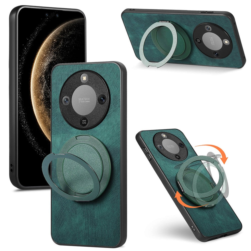 Phone Case For Honor Magic8 Lite 5G  /  X9d 5G  /  X9d 5G Stress Relief Retro Leather Back Cover with Rotating Kickstand