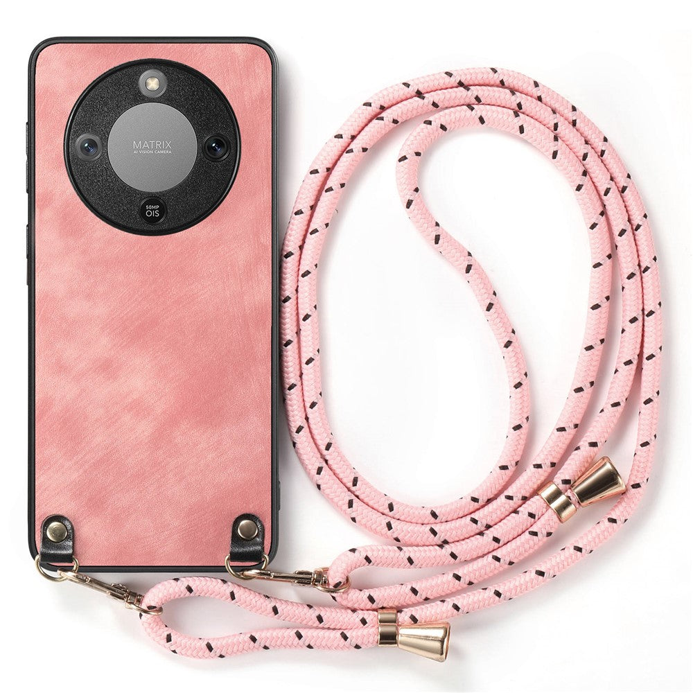 Phone Case For Honor Magic8 Lite 5G  /  X9d 5G  /  X70 5G Retro Leather Back Cover with Adjustable Strap