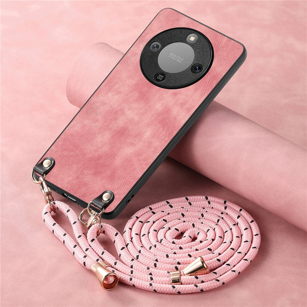 Phone Case For Honor Magic8 Lite 5G  /  X9d 5G  /  X70 5G Retro Leather Back Cover with Adjustable Strap
