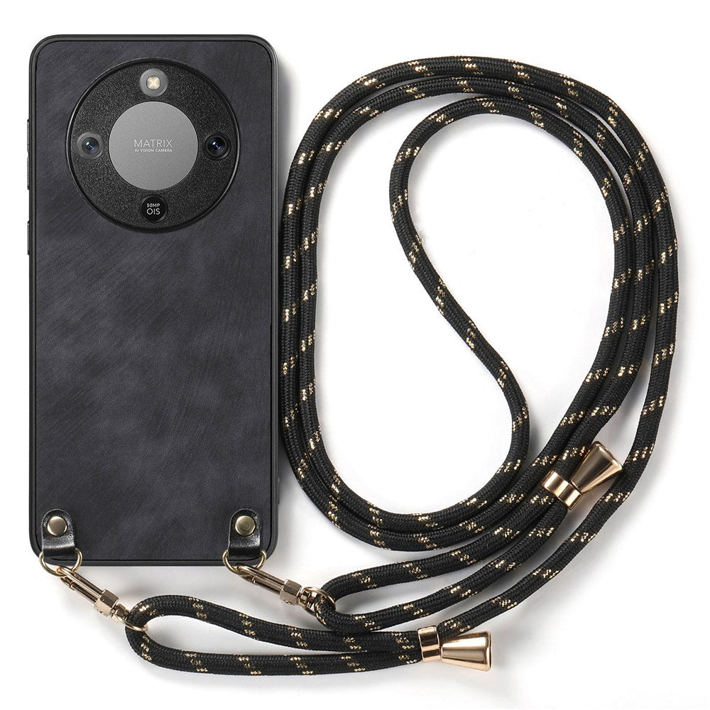 Phone Case For Honor Magic8 Lite 5G  /  X9d 5G  /  X70 5G Retro Leather Back Cover with Adjustable Strap