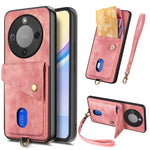 Phone Case For Honor Magic8 Lite 5G  /  X9d 5G  /  X70 5G Card Holder Kickstand Leather Back Cover with Wrist Strap