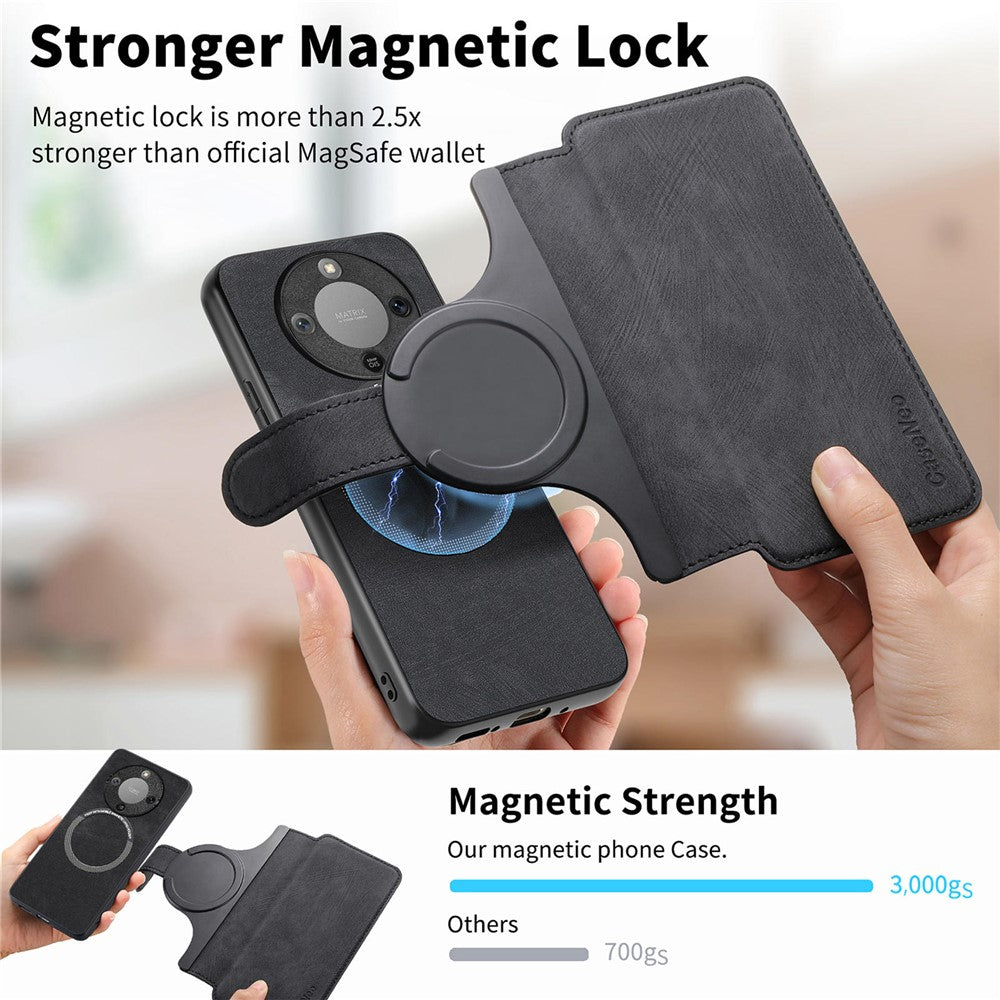 CASENEO MW-03 Avtagbart Plånboksfodral För Honor Magic8 Lite 5G / X9d 5G / X70 5G Läder + TPU mobilskal