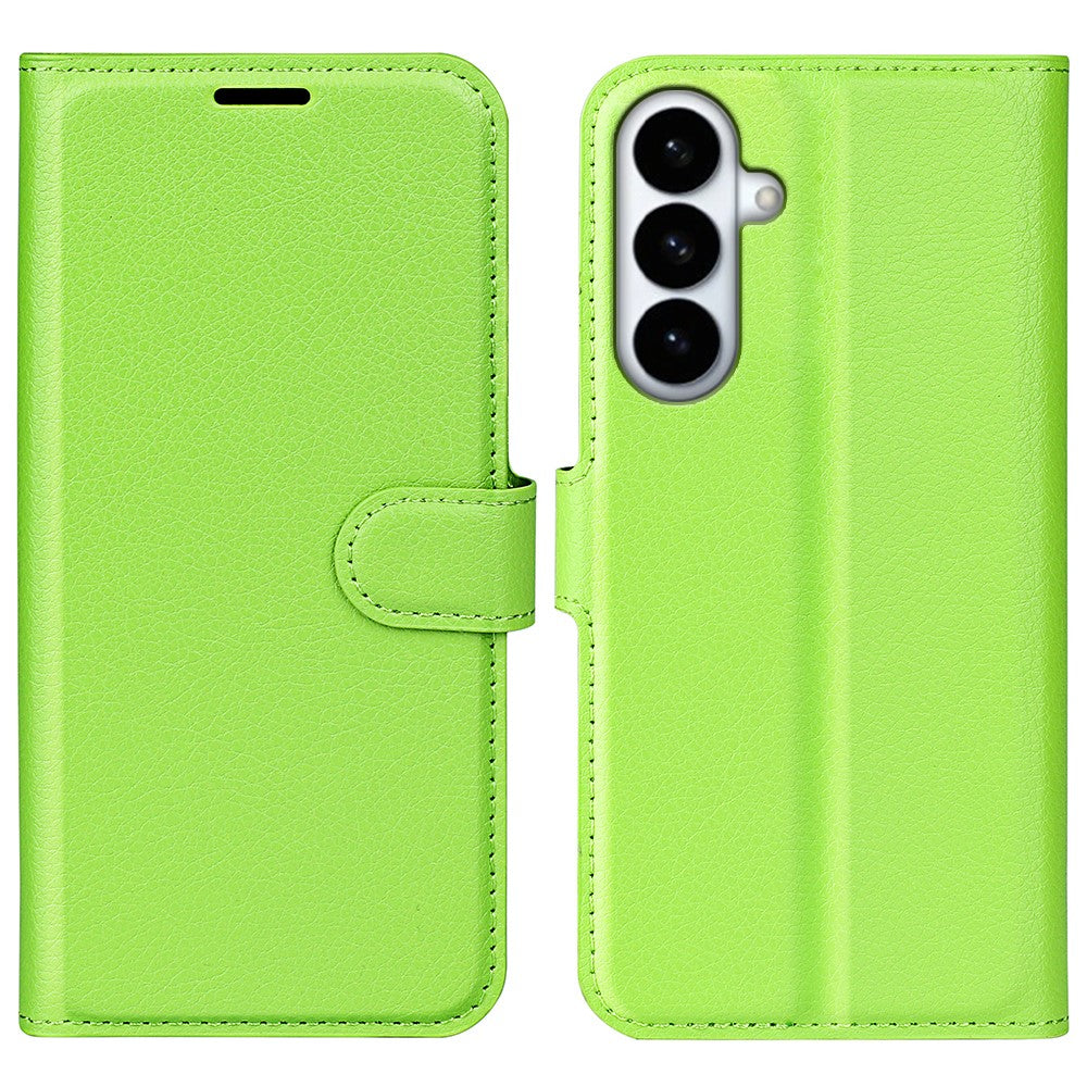 Samsung Galaxy S26+ Plånboksfodral med stativ i litchitextur, stötsäkert läderfodral