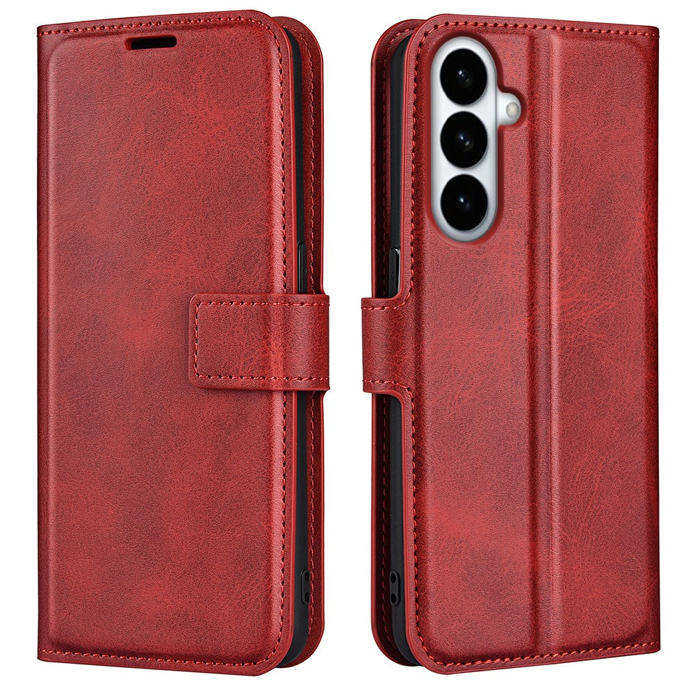 For Samsung Galaxy S26+ Stand Case Anti-Scratch Calf Texture Leather Phone Cover