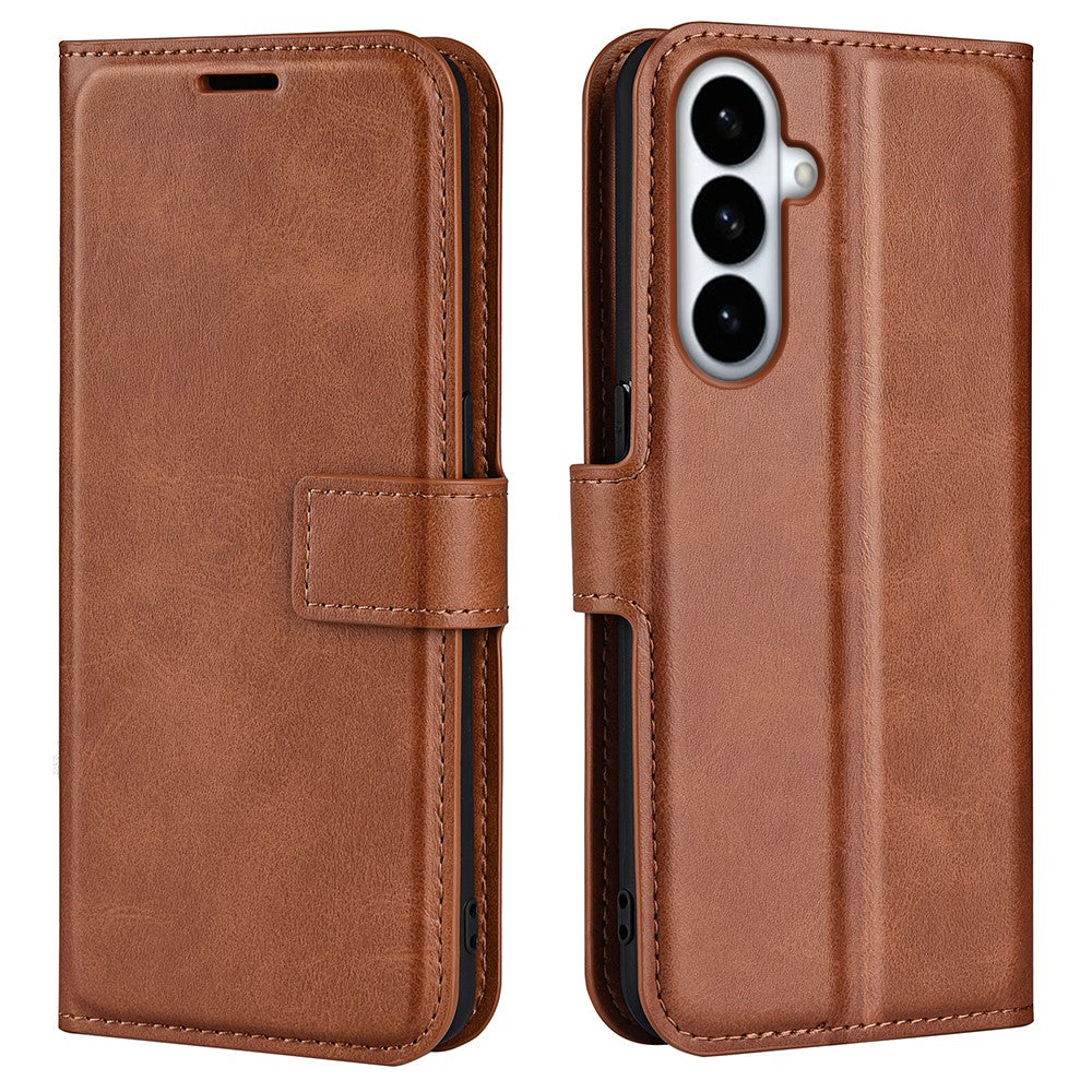For Samsung Galaxy S26+ Stand Case Anti-Scratch Calf Texture Leather Phone Cover