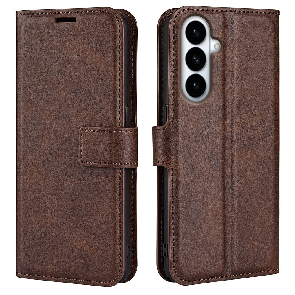 For Samsung Galaxy S26+ Stand Case Anti-Scratch Calf Texture Leather Phone Cover