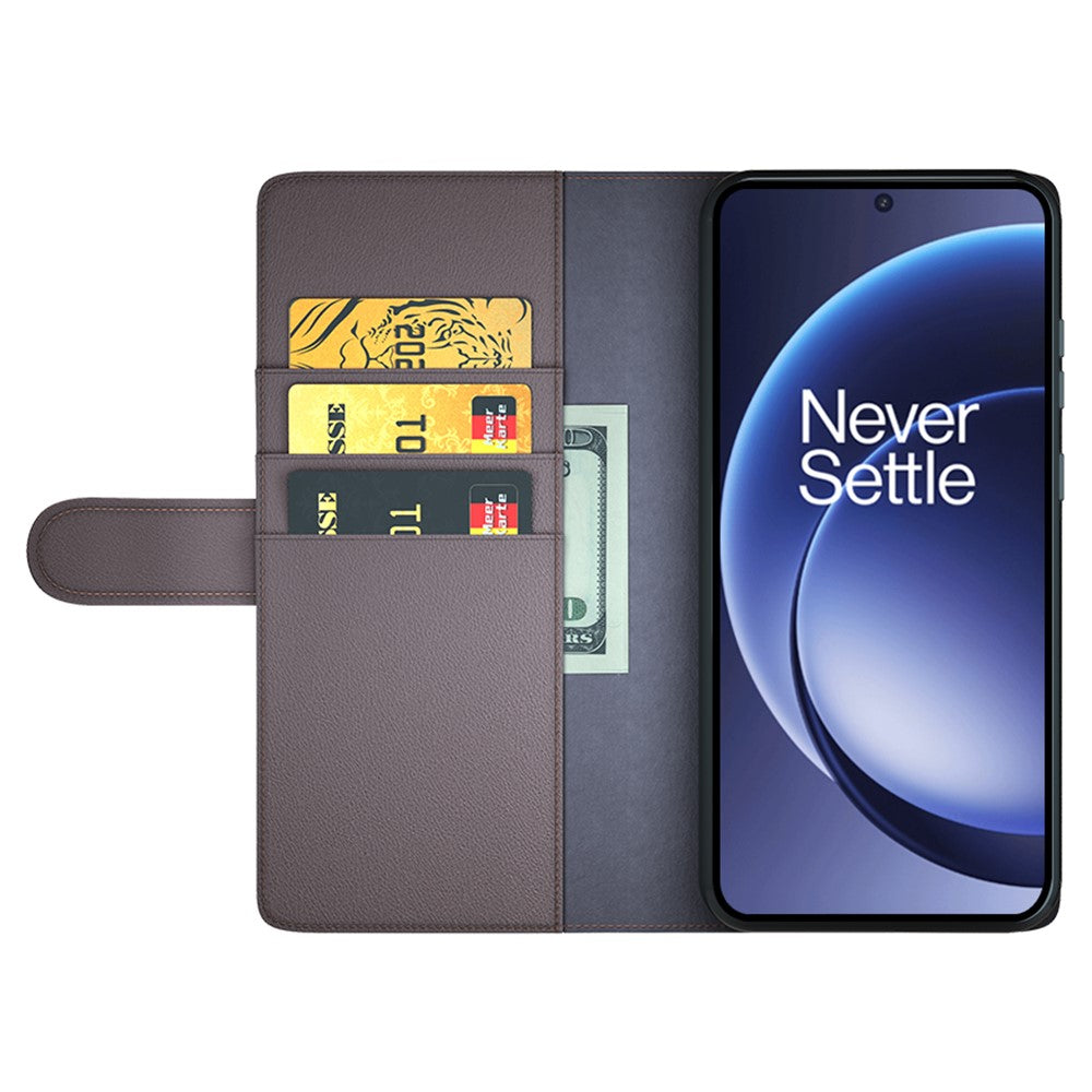For OnePlus 15 5G Case Genuine Split Leather Phone Cover with Wallet Stand