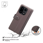 For OnePlus 15 5G Case Genuine Split Leather Phone Cover with Wallet Stand