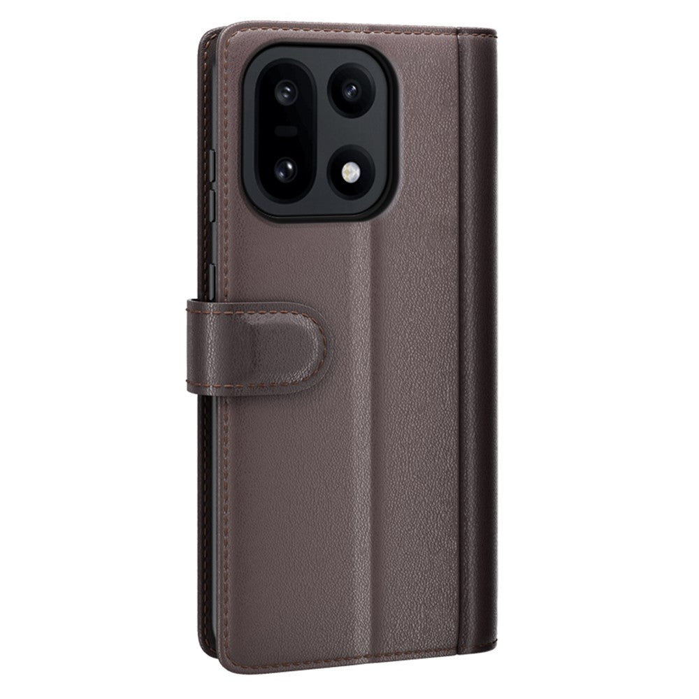 For OnePlus 15 5G Case Genuine Split Leather Phone Cover with Wallet Stand