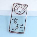KADEM Phone Case For Honor Magic8 Lite 5G  /  X9d 5G  /  X70 5G Flower Rhinestone Decor TPU Phone Cover