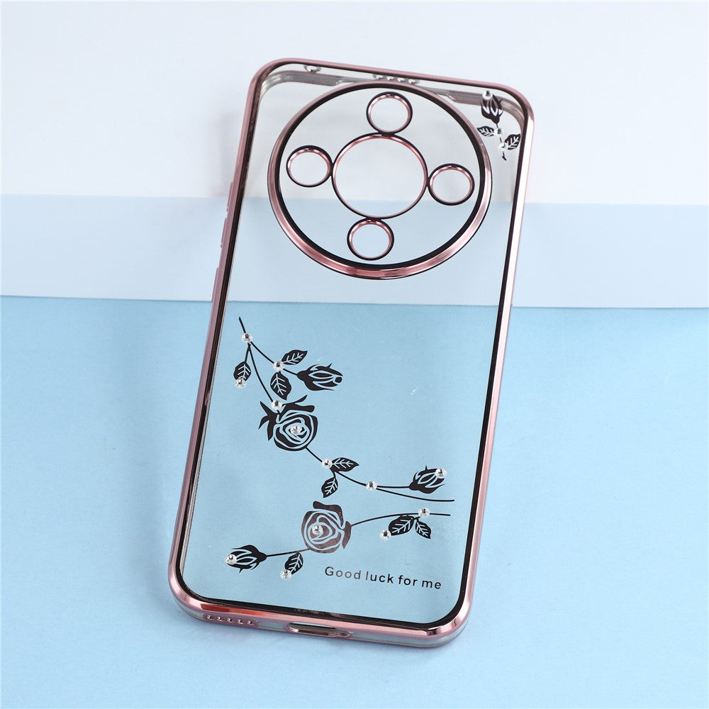 KADEM-mobilcover til Honor Magic8 Lite 5G / X9d 5G / X70 5G med blomster i rhinsten - TPU-cover