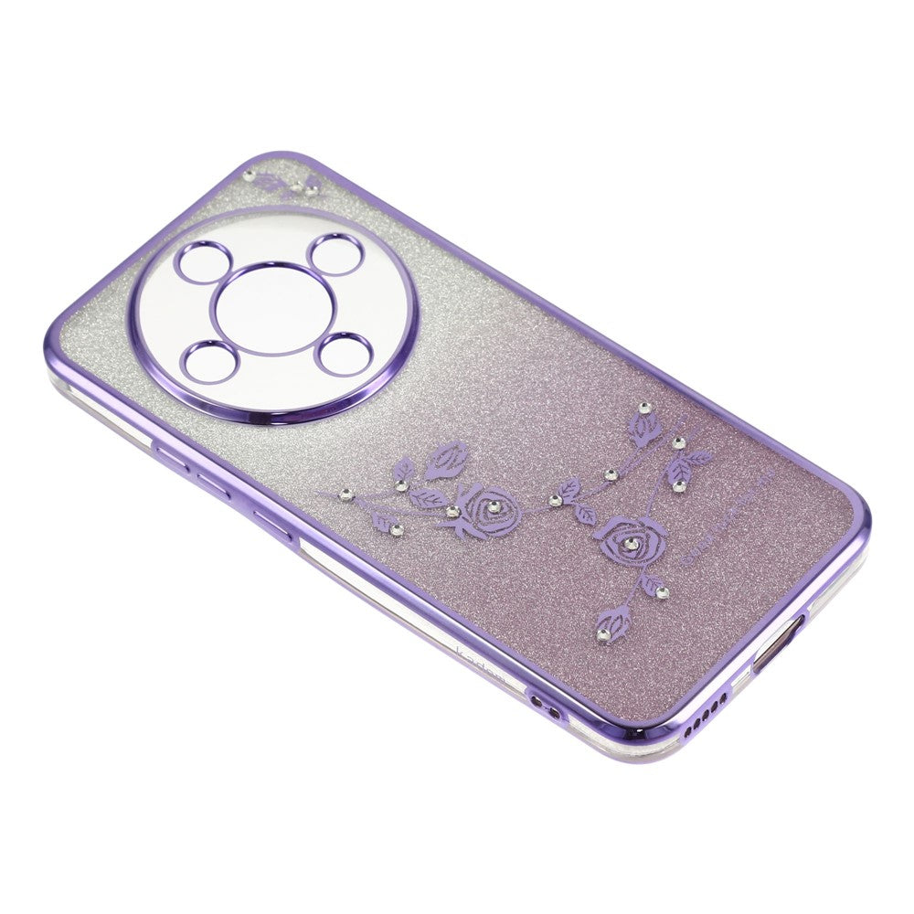 KADEM Phone Case For Honor Magic8 Lite 5G  /  X9d 5G  /  X70 5G Flower Pattern TPU Gradient Phone Cover with Lanyards