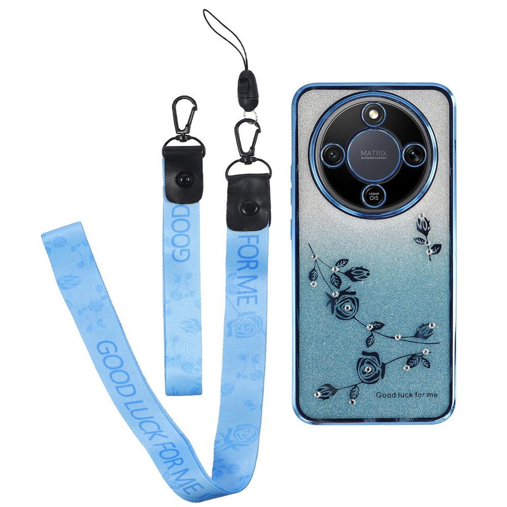 KADEM Phone Case For Honor Magic8 Lite 5G  /  X9d 5G  /  X70 5G Flower Pattern TPU Gradient Phone Cover with Lanyards