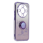 KADEM Phone Case For Honor Magic8 Lite 5G  /  X9d 5G  /  X70 5G Ring Kickstand TPU Flowers Phone Cover Gradient Glitter