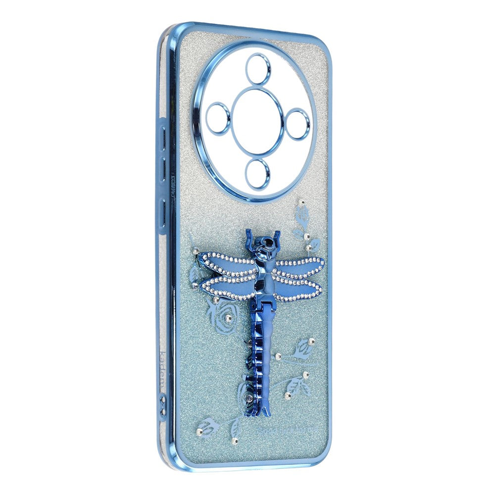 KADEM Phone Case For Honor Magic8 Lite 5G  /  X9d 5G  /  X70 5G Dragonfly Kickstand TPU Flowers Glitter Phone Cover