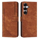 For Samsung Galaxy S26 Stand Case Imprinted Lines Leather Phone Cover