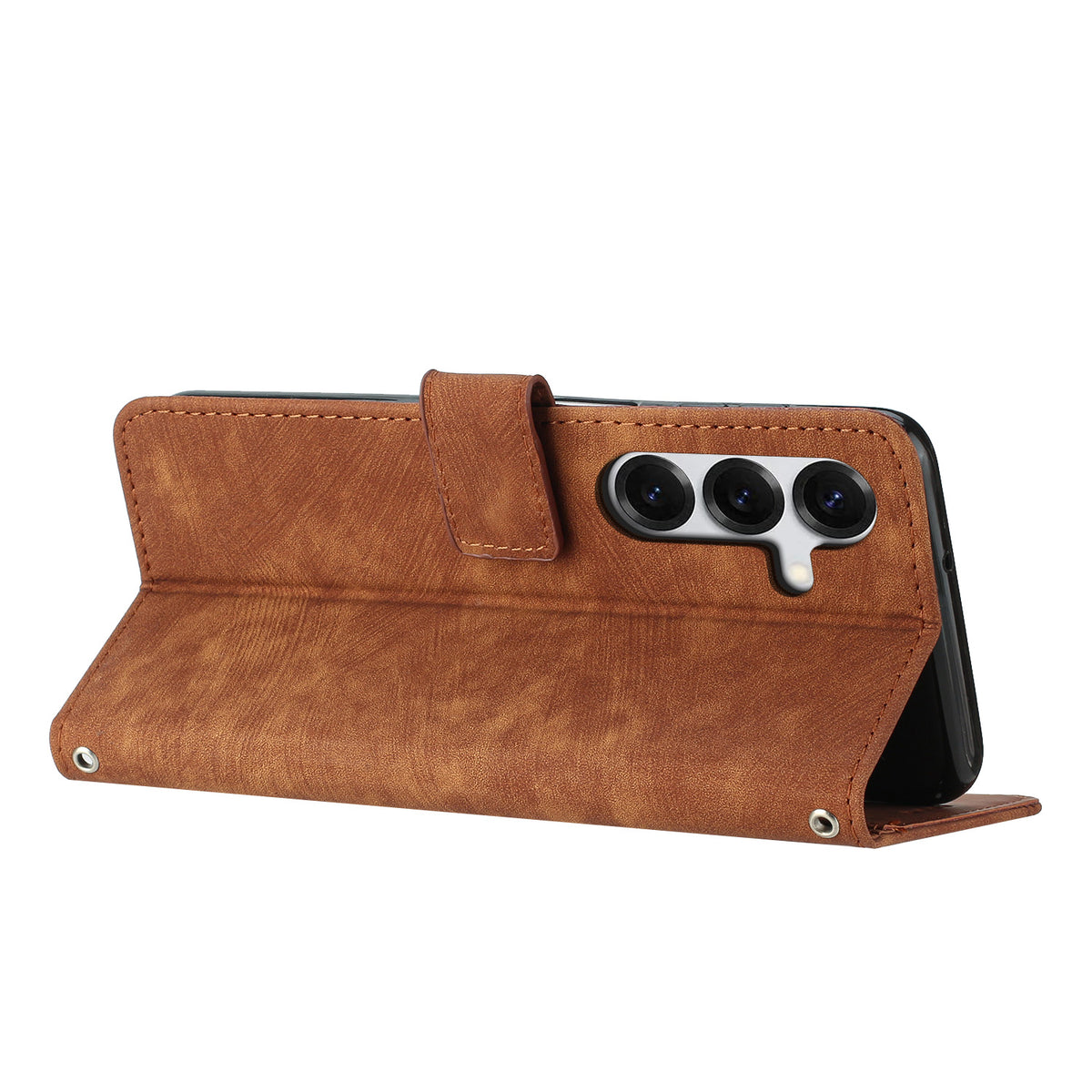 For Samsung Galaxy S26 Stand Case Imprinted Lines Leather Phone Cover