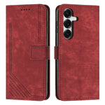 For Samsung Galaxy S26 Stand Case Imprinted Lines Leather Phone Cover