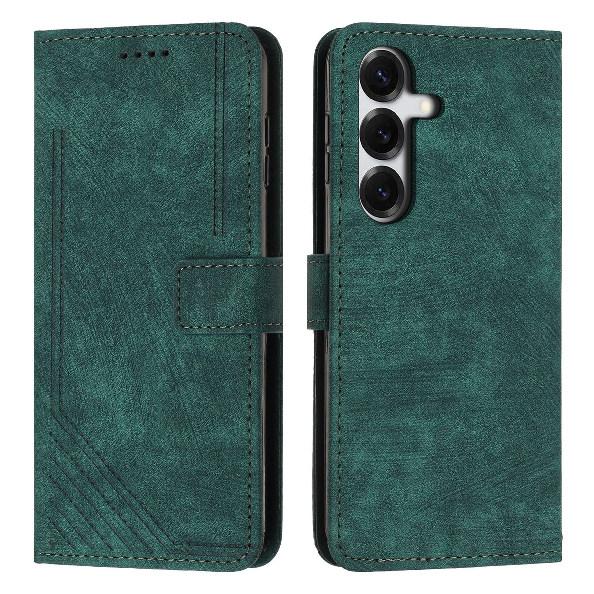 For Samsung Galaxy S26 Stand Case Imprinted Lines Leather Phone Cover