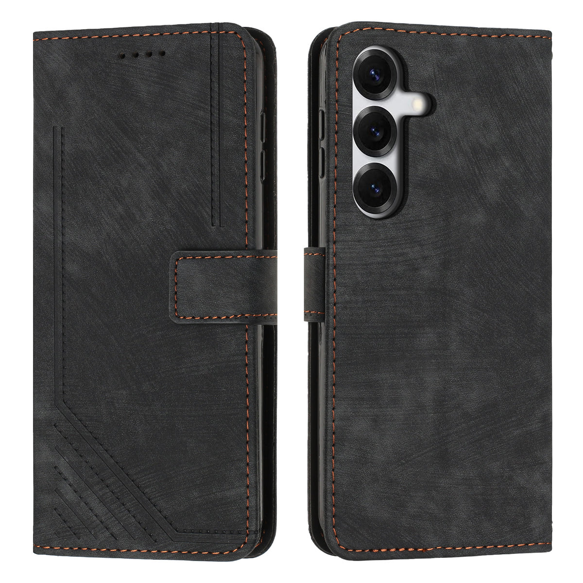 For Samsung Galaxy S26 Stand Case Imprinted Lines Leather Phone Cover
