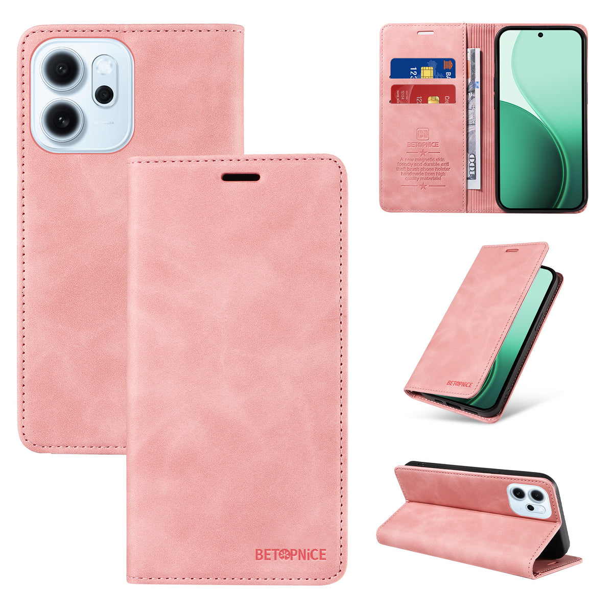 BETOPNICE For Oppo Reno15 F 5G Case  Magnetic Closure RFID Blocking Wallet Stand Leather Phone Cover