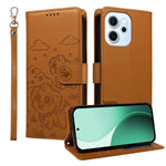 For Oppo Reno15 F 5G Case RFID Blocking Imprinted Dog Pattern PU Leather Phone Cover with Wrist Strap