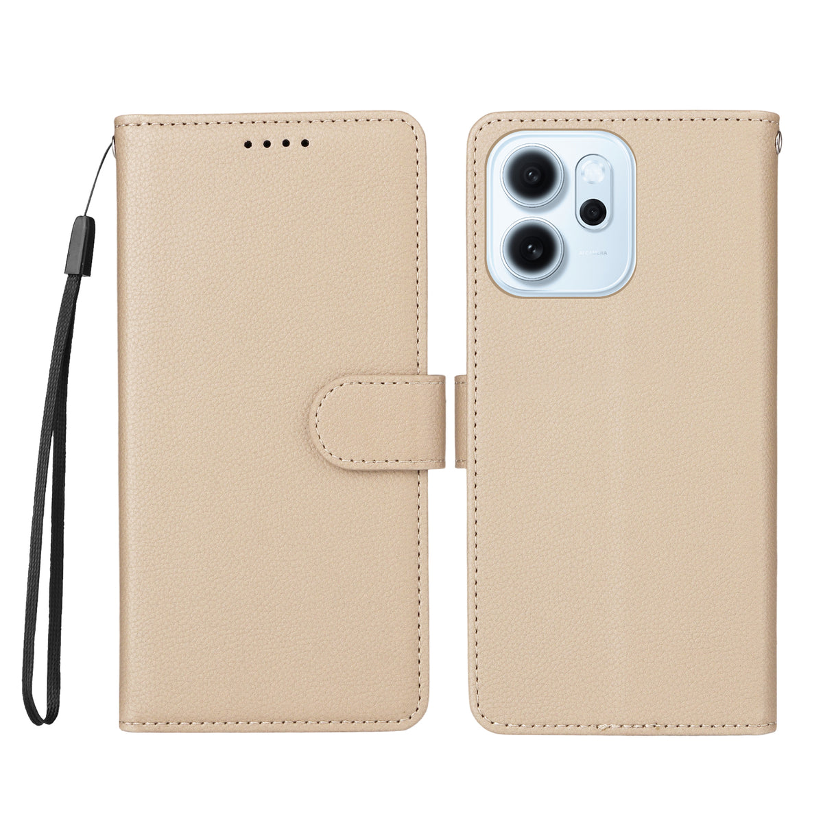 For Oppo Reno15 F 5G Case RFID Blocking 3 Card Slots PU Leather Phone Cover with Wrist Strap