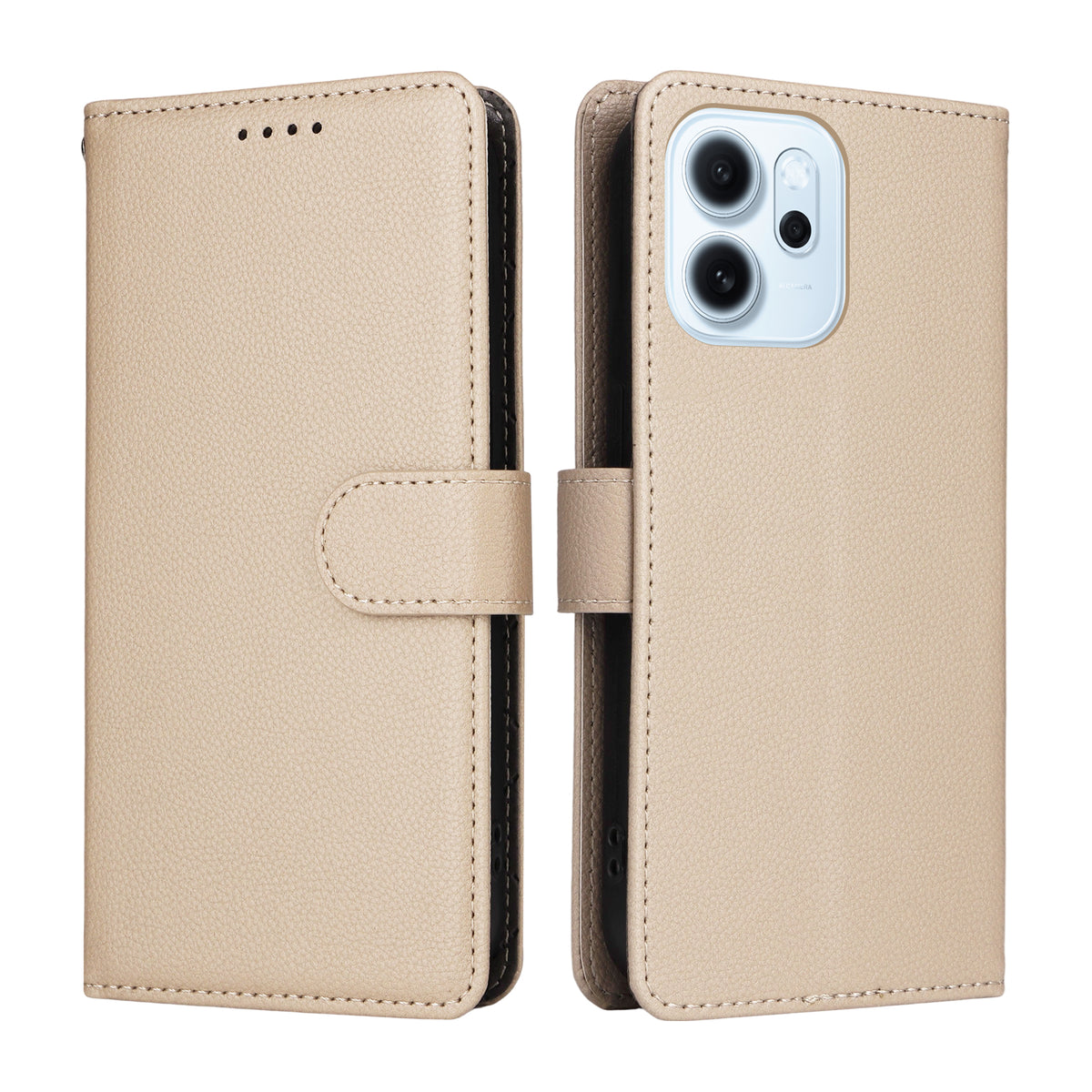 For Oppo Reno15 F 5G Case RFID Blocking 3 Card Slots PU Leather Phone Cover with Wrist Strap
