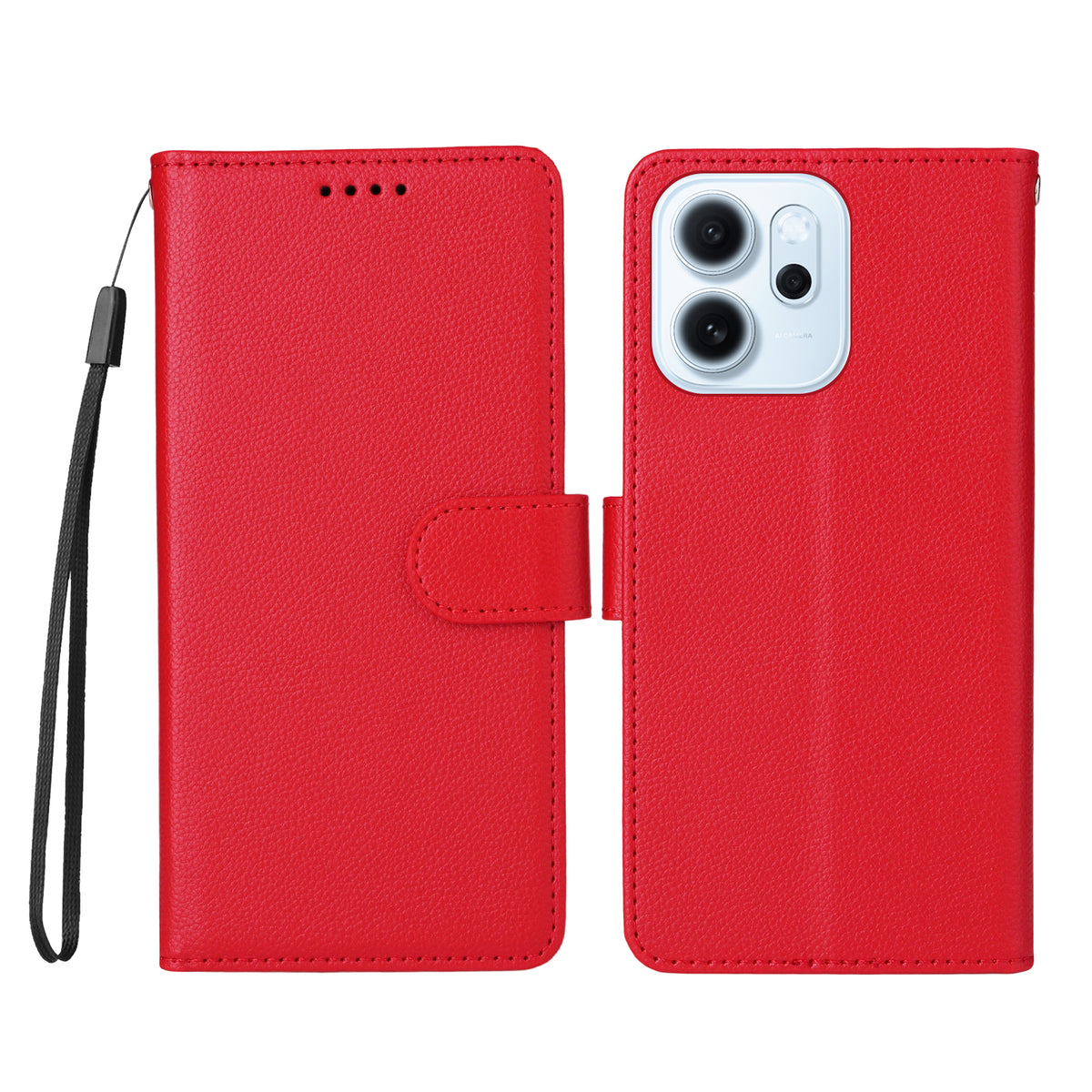 For Oppo Reno15 F 5G Case RFID Blocking 3 Card Slots PU Leather Phone Cover with Wrist Strap