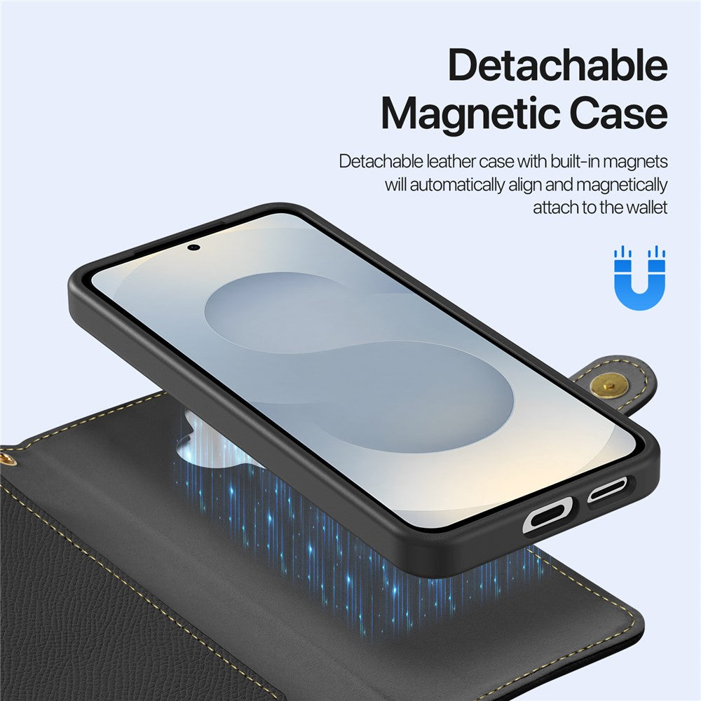 DUX DUCIS For Samsung Galaxy S26 Case Lawa Series Detachable Magnetic Cowhide Leather Cover Zipper Wallet