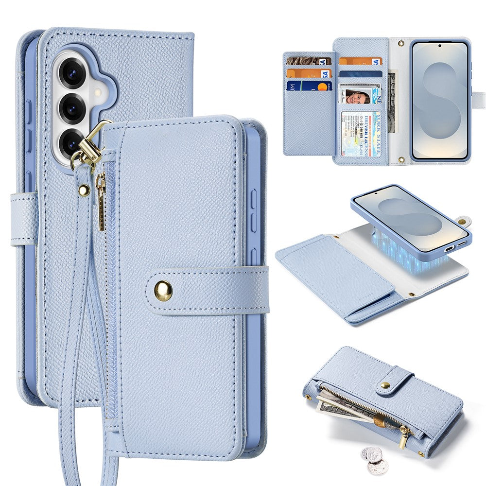 DUX DUCIS For Samsung Galaxy S26 Case Lawa Series Detachable Magnetic Cowhide Leather Cover Zipper Wallet
