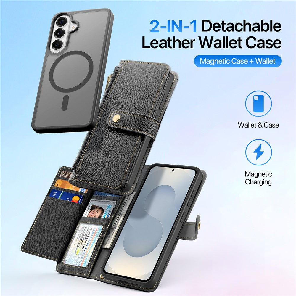DUX DUCIS For Samsung Galaxy S26+ Case Lawa Series Detachable Magnetic Cowhide Leather Cover Zipper Wallet